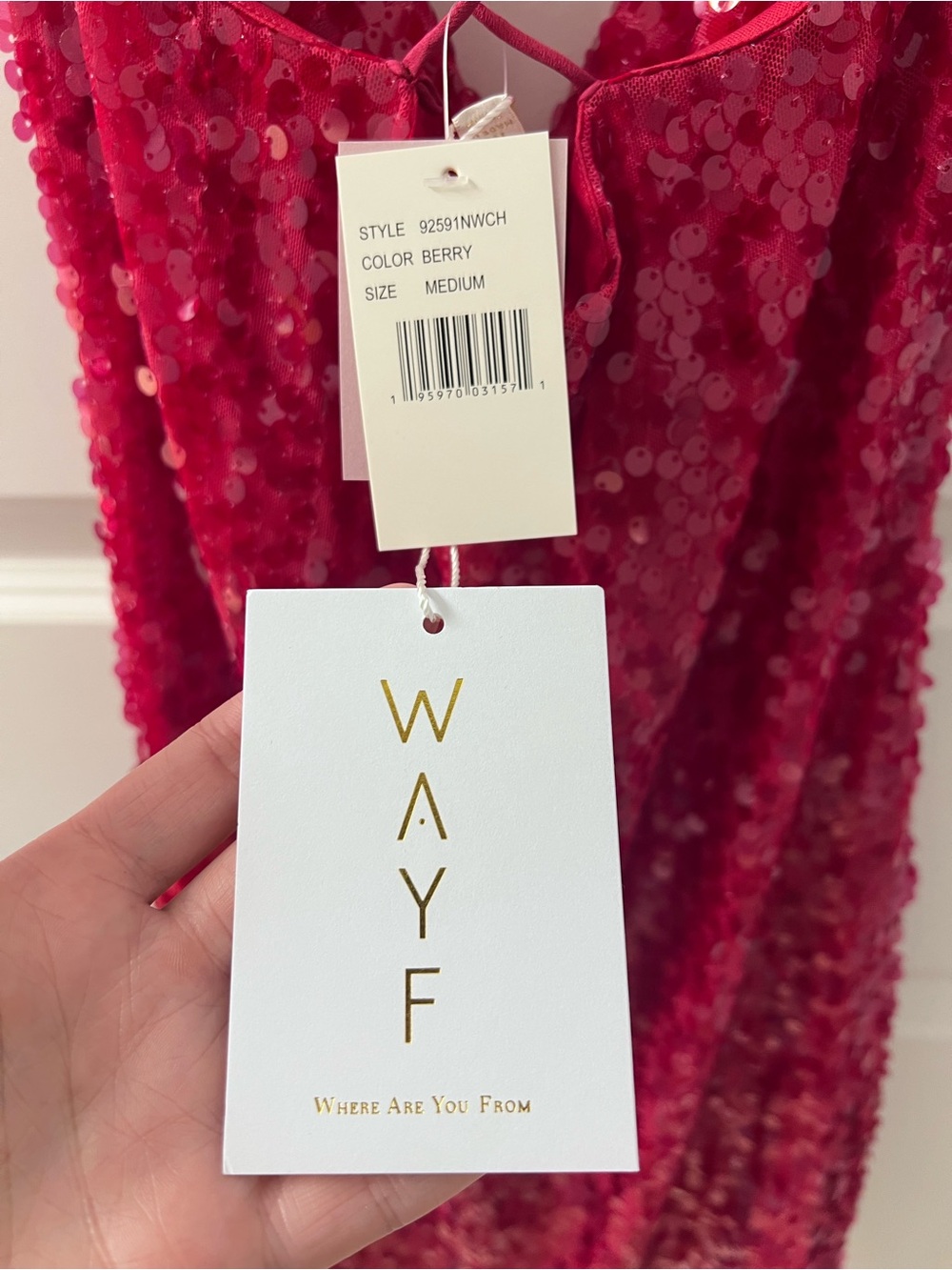 Wayf Berry Sequin Slip Dress